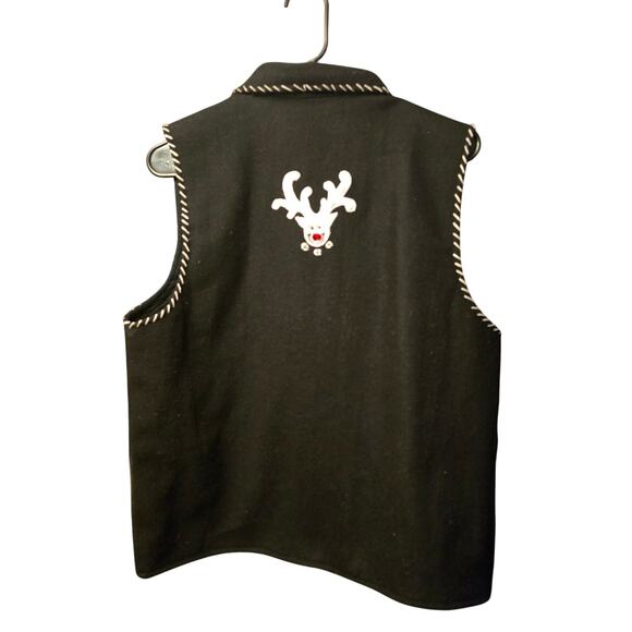Life Style Christmas Reindeer Wool Blend Vest - Picture 2 of 4